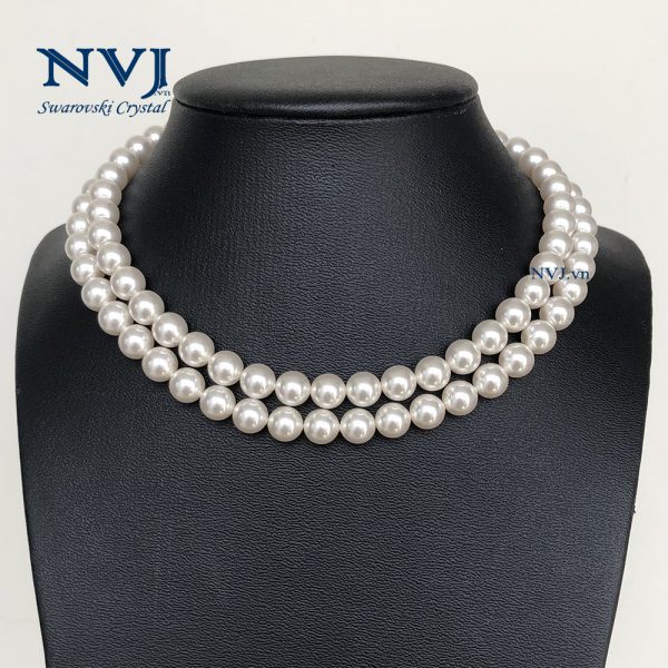 Vòng cổ đôi ngọc trai Swarovski Pearl hạt 8mm màu trắng 5810 650 - quà tặng sang trọng cao cấp