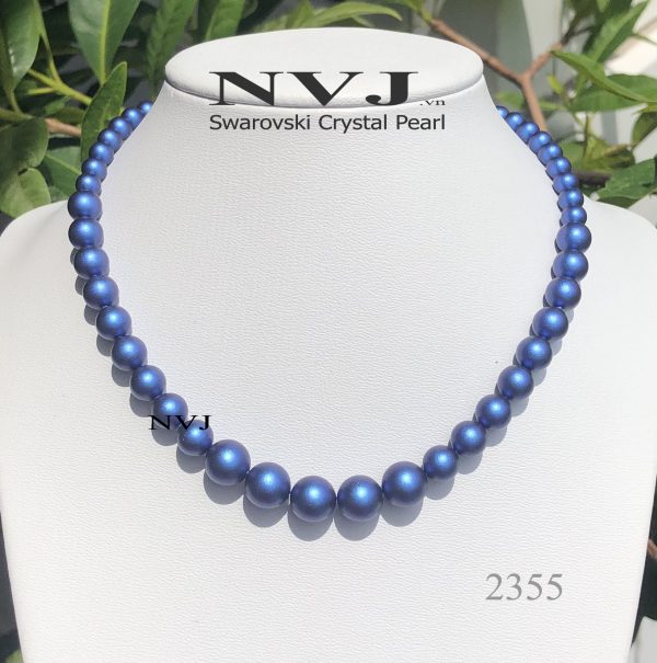 Chuỗi ngọc trai SWAROVSKI pearl 6, 8, 10ly màu xanh dương đậm Crystal Iridescent Dark Blue 949 5810
