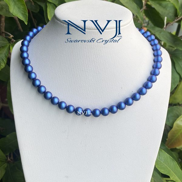 chuỗi hạt ngọc trai Swarovski Crystal Iridescent Dark Blue 949 -Vòng cổ màu xanh dương đậm sang đẹp 8ly